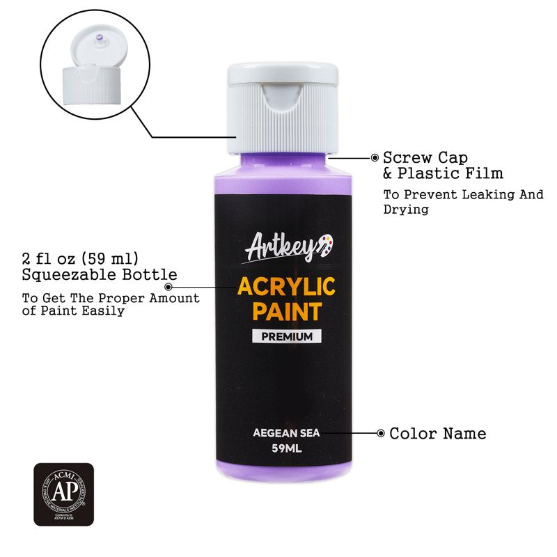 Artkey Acrylic Paint Set - 16 Colors, Water-Based Artist Kit for Professionals & Beginners