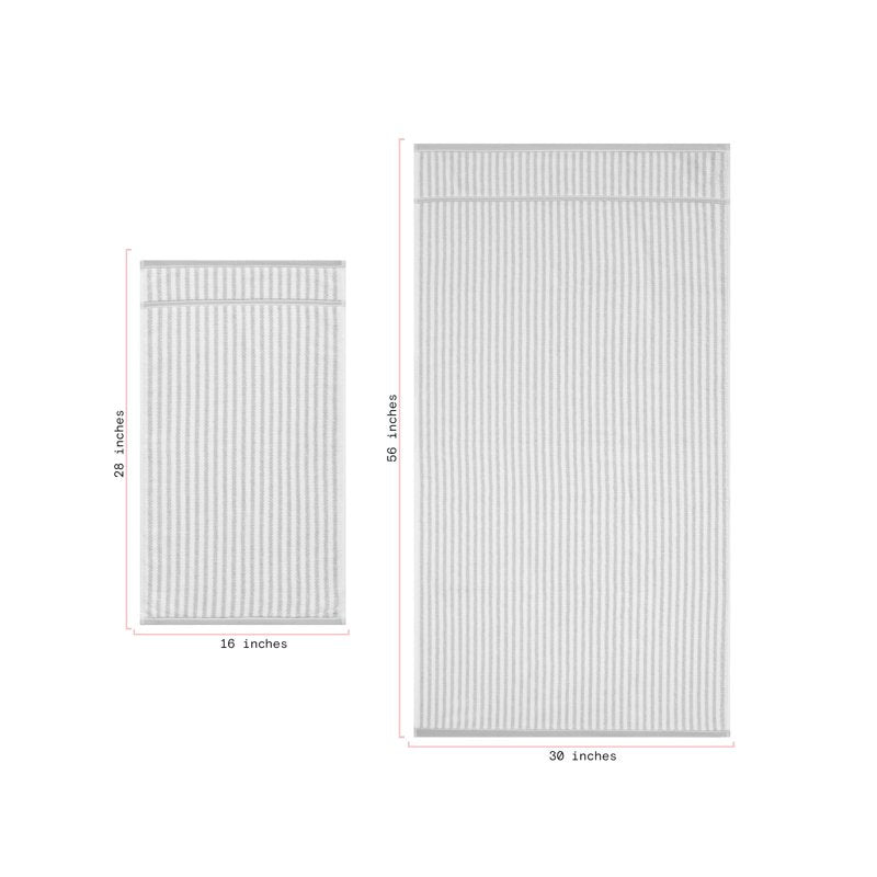 Beautiful by Drew Barrymore 4-Piece Stripe Bath Set - Charcoal Grey, 100% Cotton