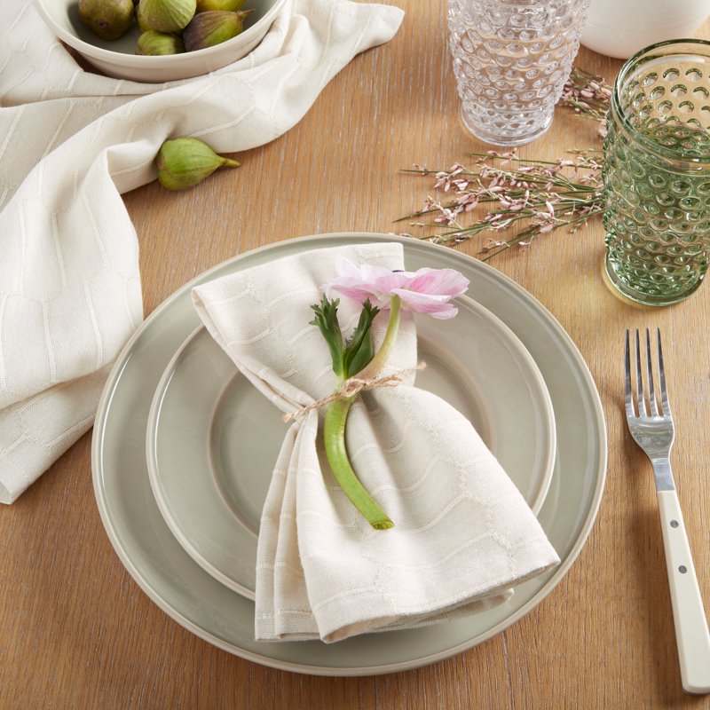 Honeycomb Modern Farmhouse Napkin Set - Beige, 19"x19" - 4-Pack