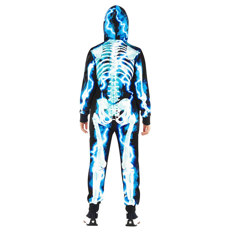 Electric Skeleton Halloween Costume Women - Size L - Striking Blue Print