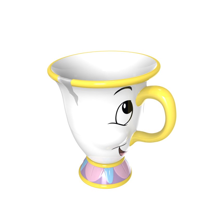Sculpted Ceramic Mug - Beauty and the Beast Chip - White