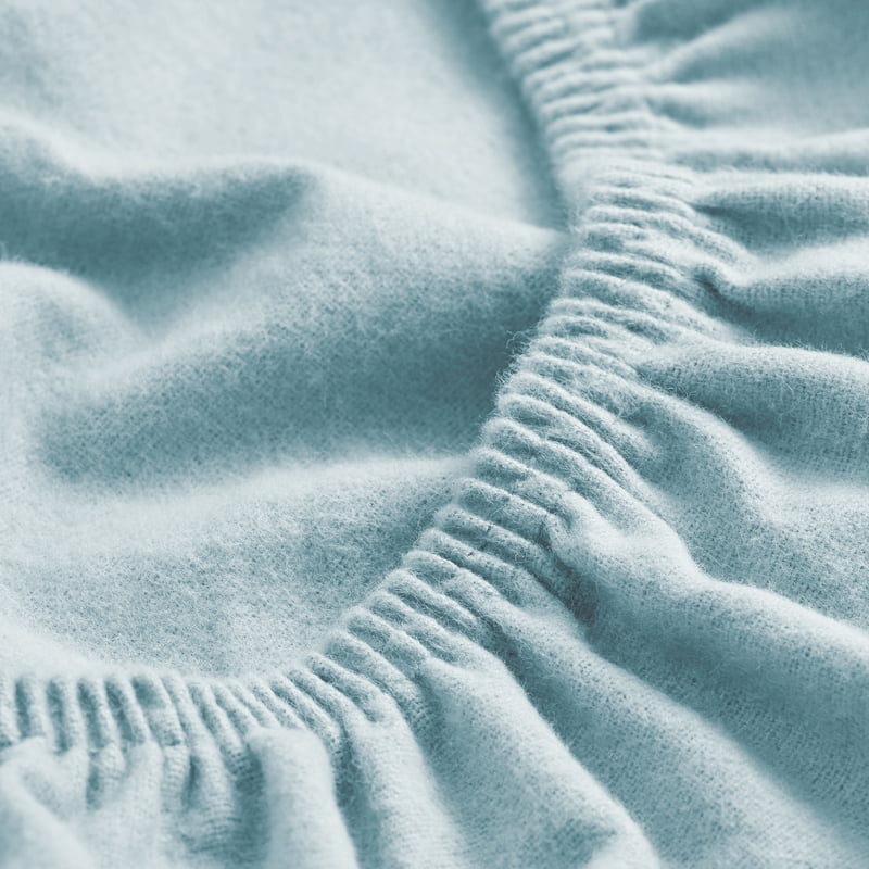 Split King Cotton Flannel Deep Pocket Sheet Set with 2 Pillowcases - Light Blue
