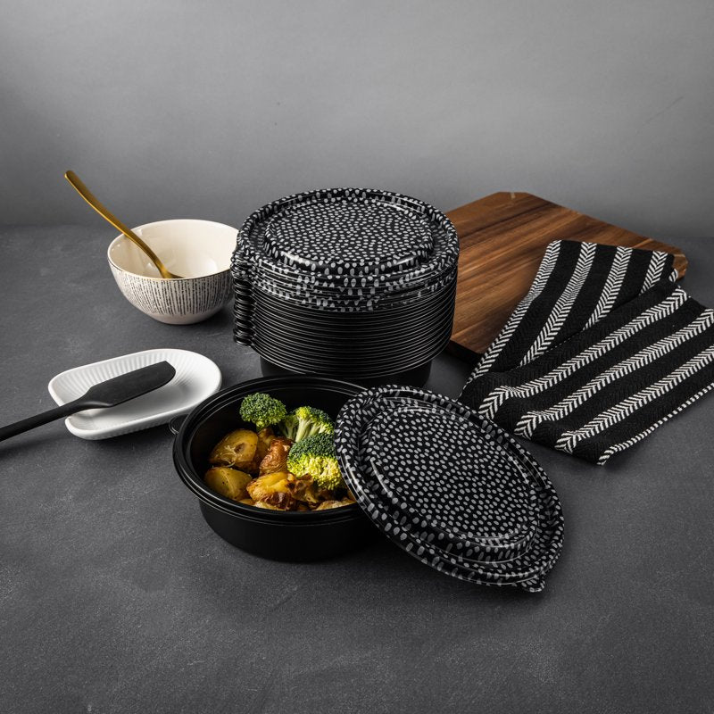 24-Piece Meal Prep Container Set - 2 Pack, Black