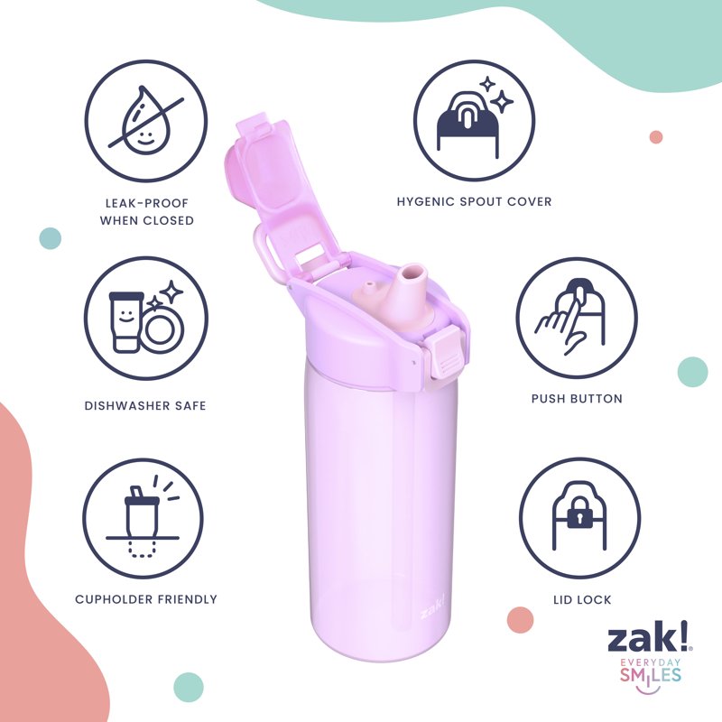 Durable Plastic 25oz Water Bottle with Locking Lid & Carry Handle - Purple
