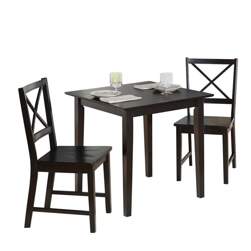 Square Black Dining Table - Solid Rubberwood, Contemporary Design
