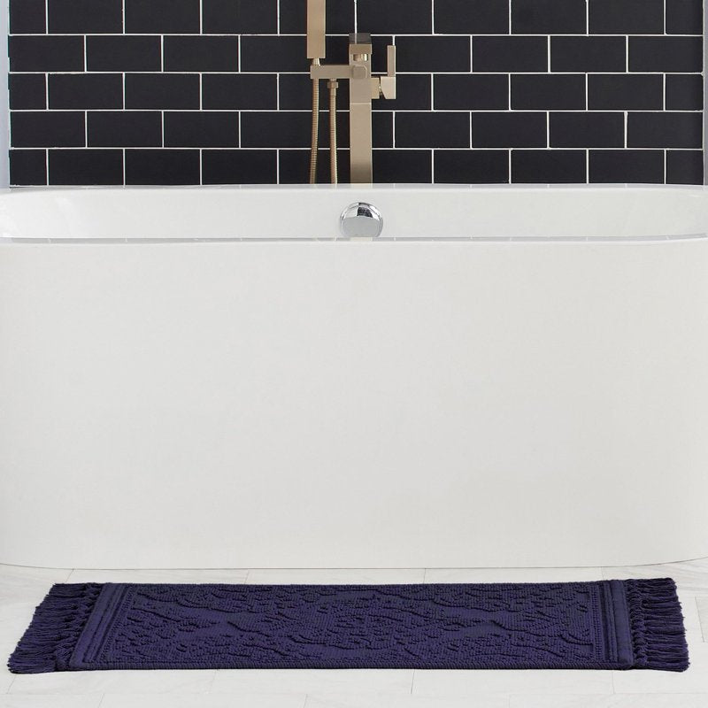 Cotton Fringe Bath Rug Set - Indigo, 17 x 24 / 21 x 34, 2-Piece