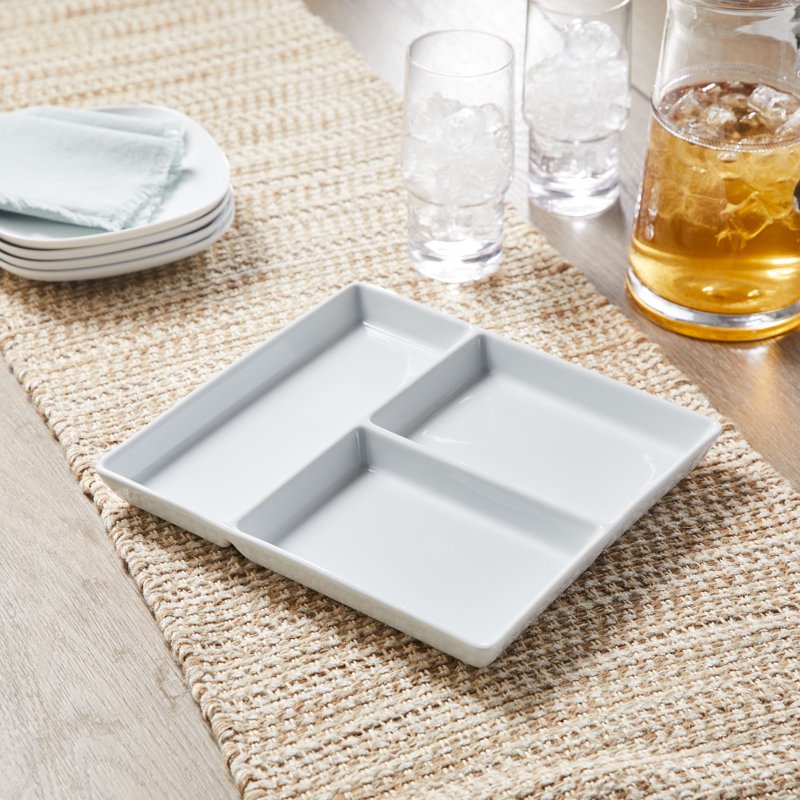 Rectangular Divided Tray - White Porcelain, 9x10 - Single