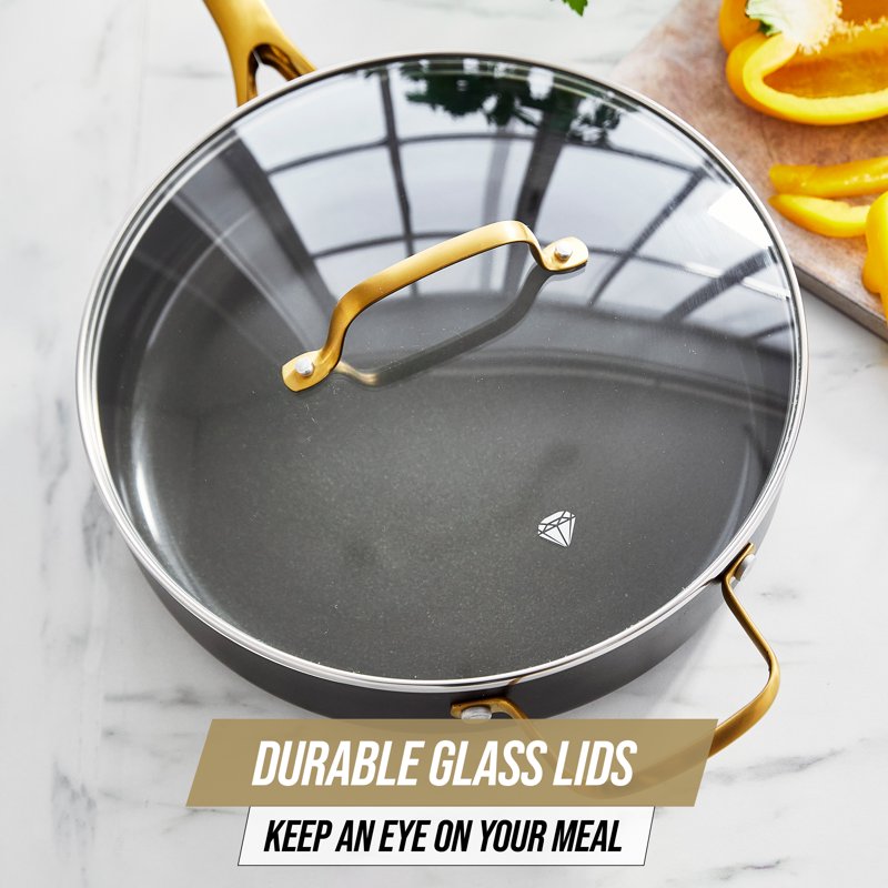 Ceramic Nonstick 12-Piece Cookware Set - Gold