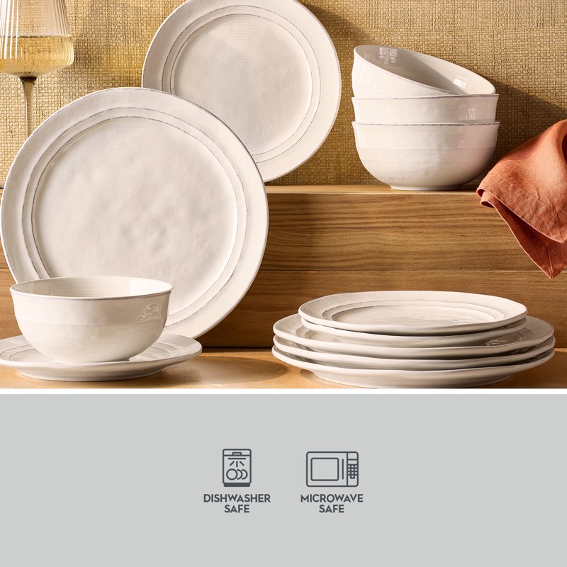 Stoneware Dinnerware Set - 12-Piece Service for 4 - White