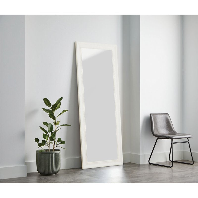 White Floor-Length Full-Size Mirror - Lean or Wall Mount, 27x70 Inches - Single Variation