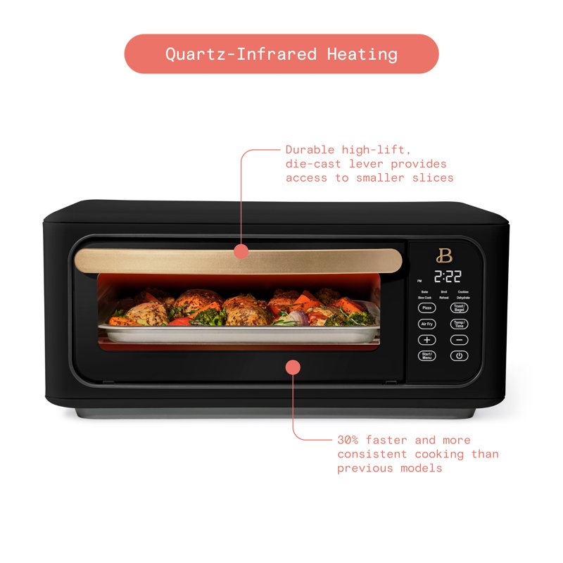Infrared Air Fry Toaster Oven - 9 Slice, 1800W, Black Sesame
