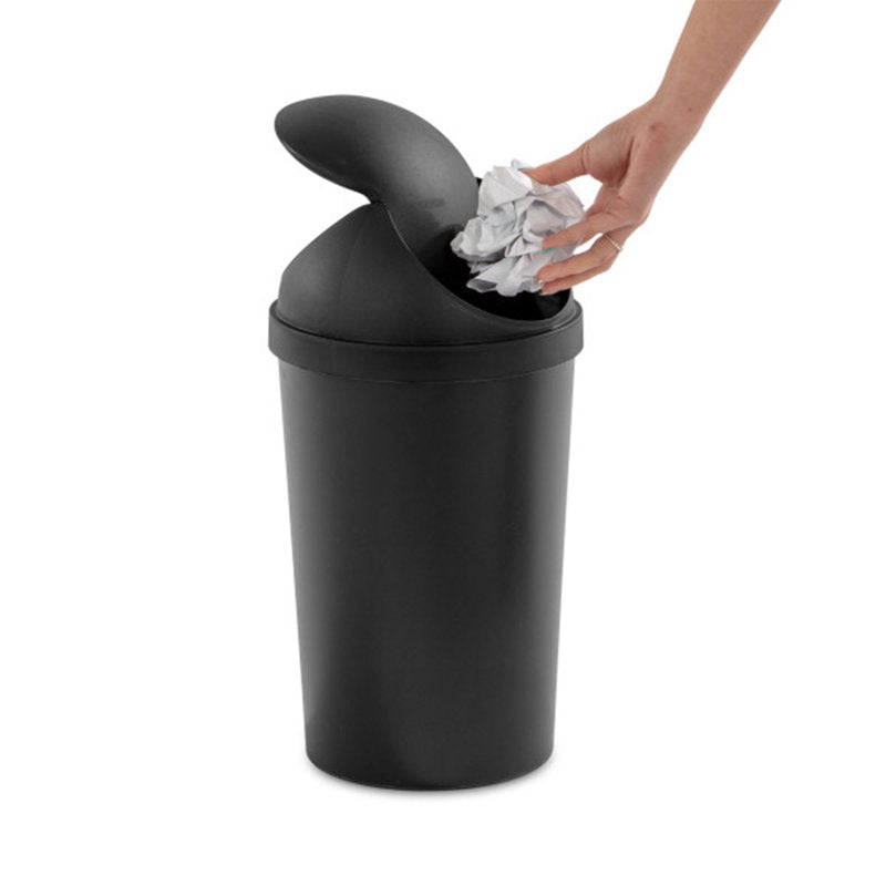 3 Gallon Swing Top Trash Can - 6 Pack, Black