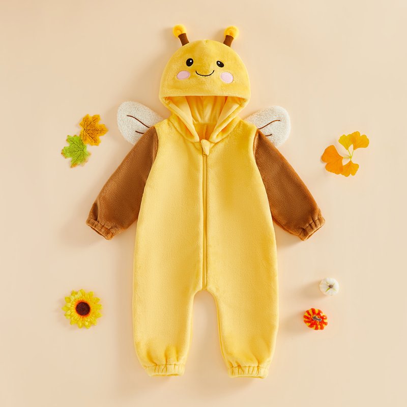 Toddler Baby Halloween Bee Costume Romper - Infant Fall Winter Jumpsuit, Size 6-12 Months
