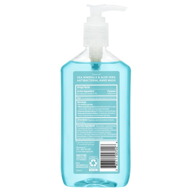 Antibacterial Hand Wash Soap - Kills 99.9% Bacteria, Sea Minerals & Aloe, 12 fl oz, 6 Pack