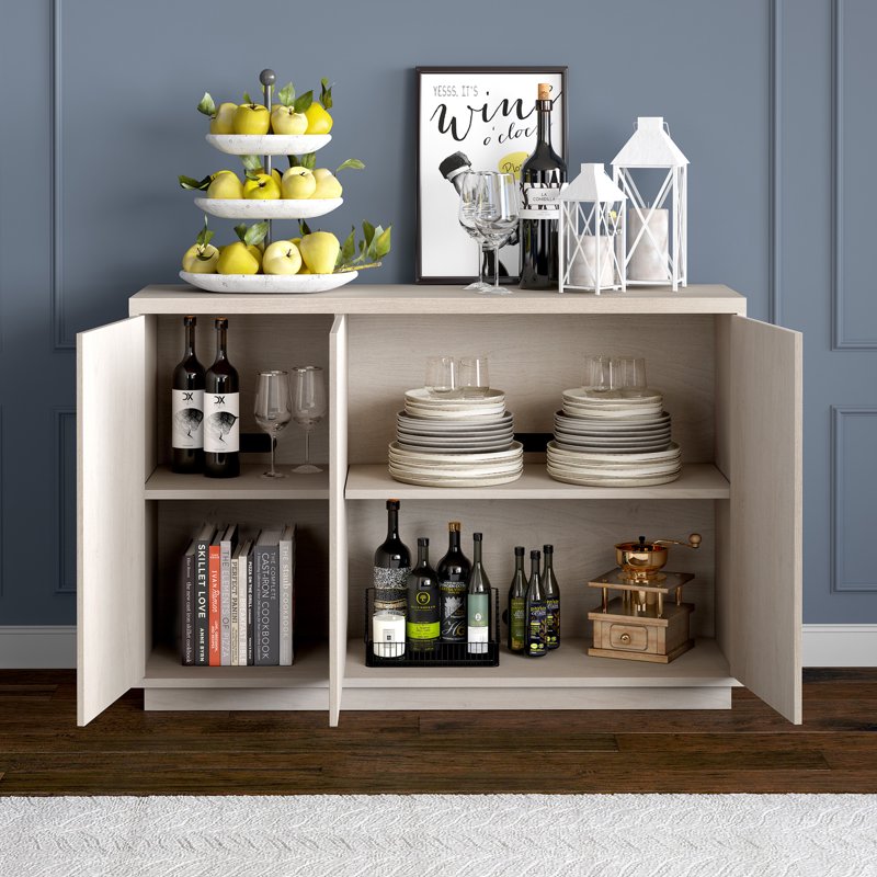 48" Wide Rectangular Buffet Table - Alder White