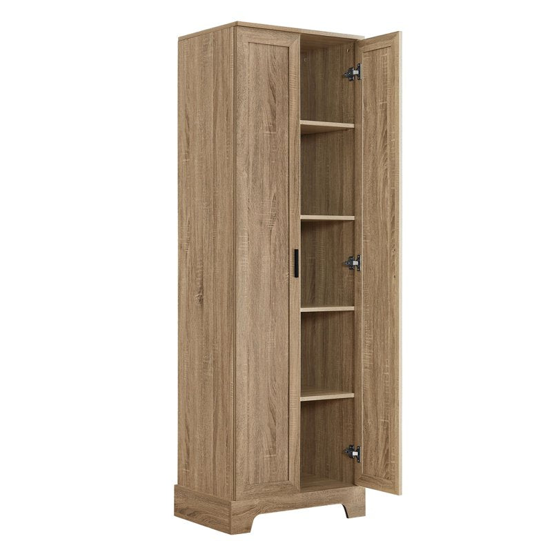 Storage Cabinet with 5 Adjustable Shelves - Rustic Brown Home Organizer