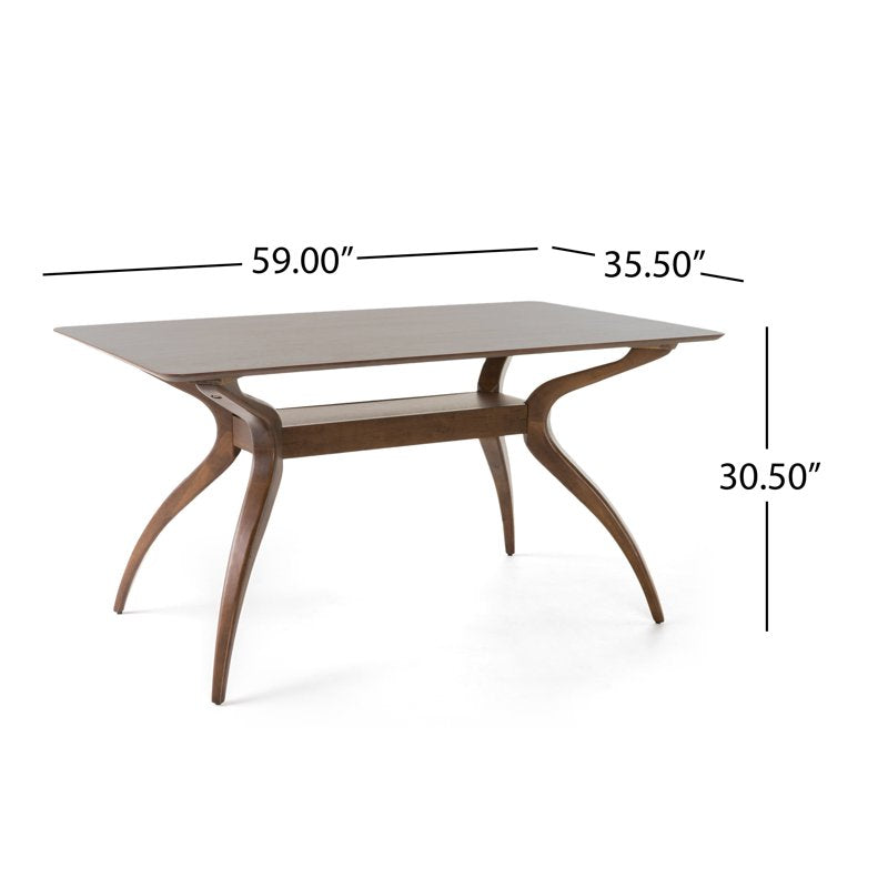 Mid Century 5 Piece Dining Set - Natural Walnut Wood Mint