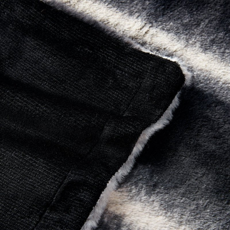 Black and White Velvet Plush Fleece Throw Blanket 50x60 Inches - Cozy Home Decor