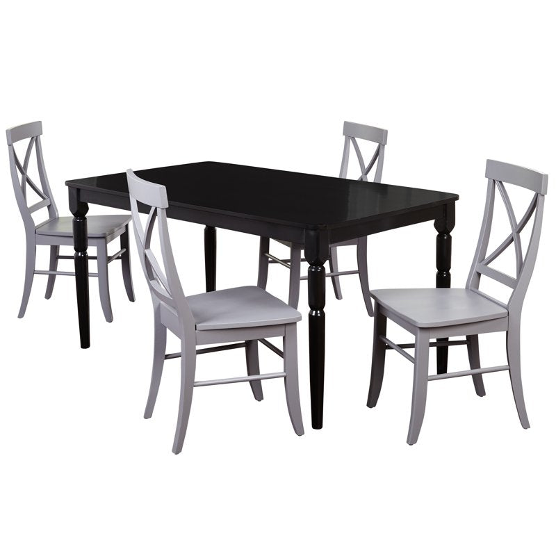Rubberwood Cross Back Dining Chairs - Set of 2, Gray