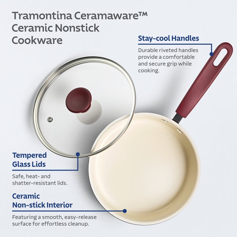 20-Piece Ceramic Nonstick Cookware Set - Wine Color