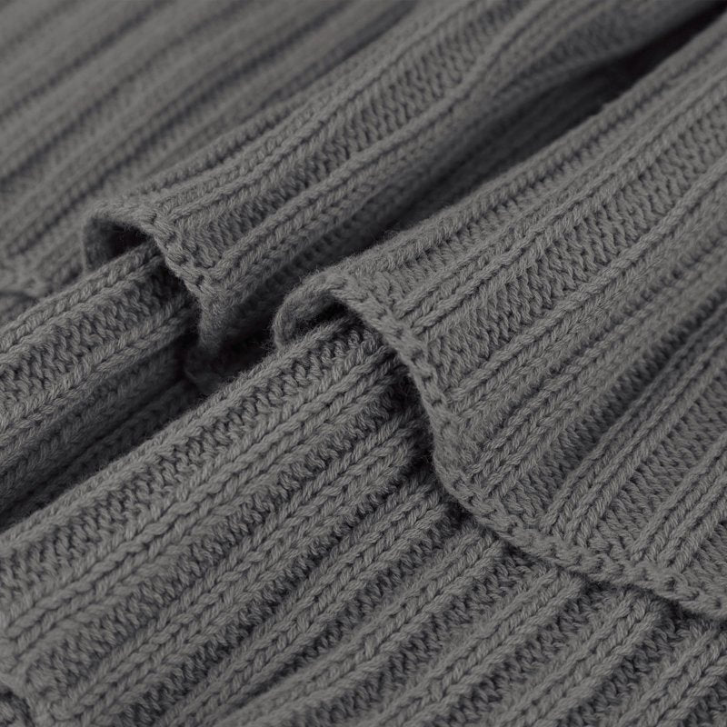 Cotton Cable Knit Throw Blanket 47x71 Inches - Nickel