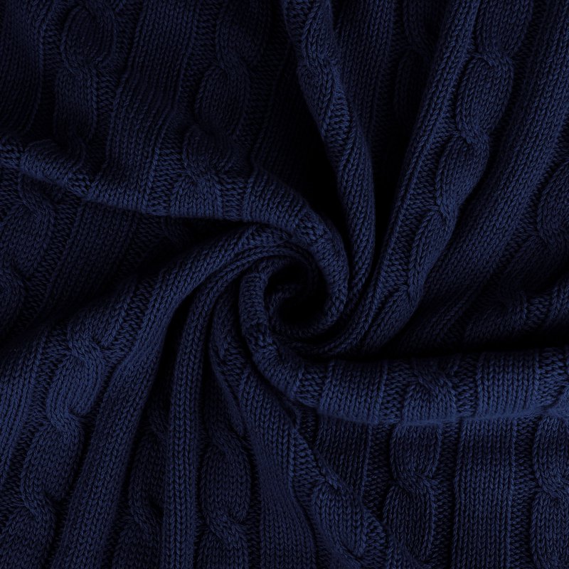 Cotton Cable Knit Throw Blanket - Navy Blue, 51" x 59"