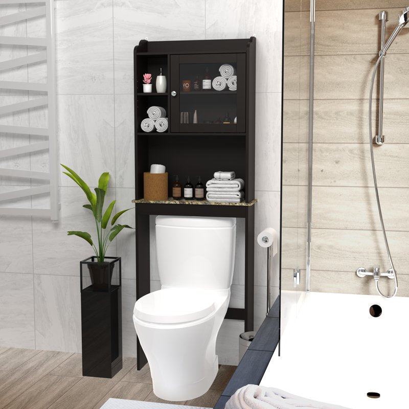 Over The Toilet Bathroom Storage Cabinet Freestanding Wood Organizer Espresso