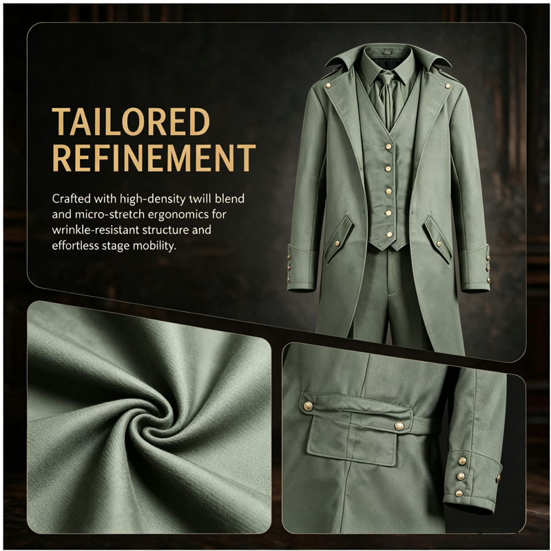 Men Gothic Steampunk Tailcoat Jacket for Halloween & Cosplay - S Dark Gray