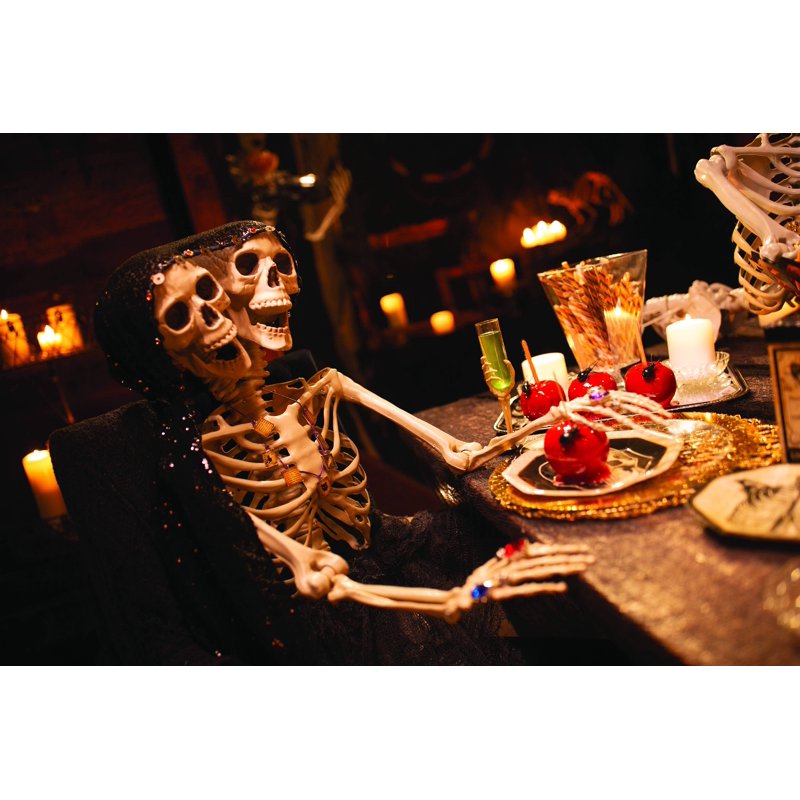Lifesize Two-Headed Skeleton Halloween Decor - Posing Home & Yard Decor