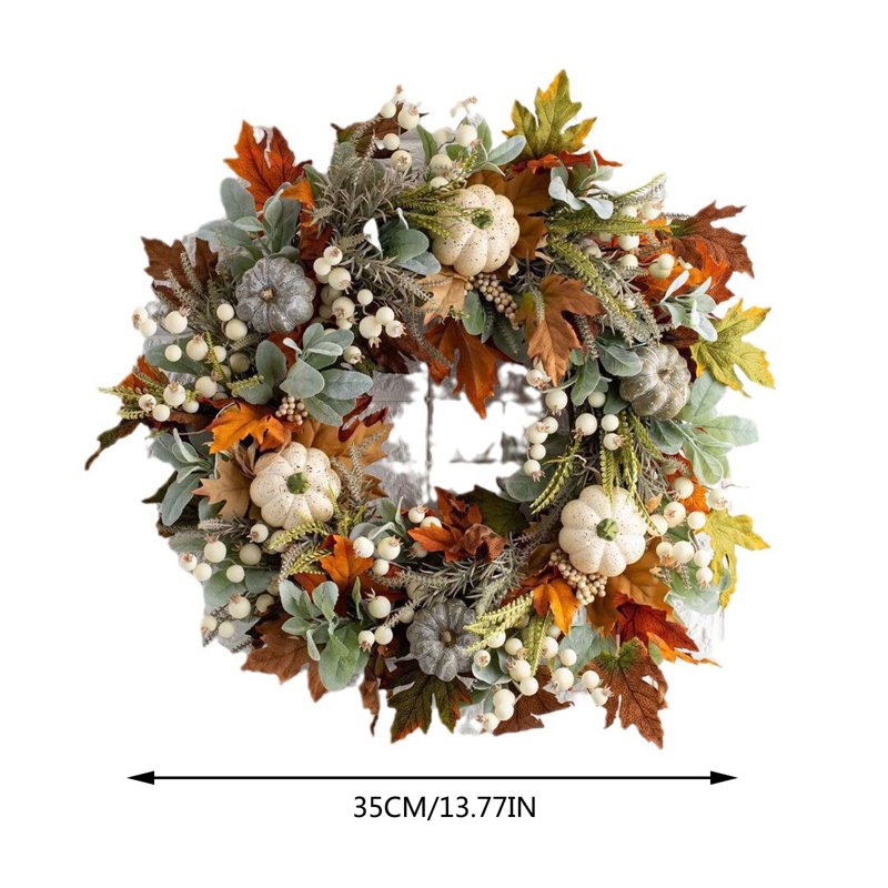 Fall Maple Leaves Wreath for Front Door - Rustic Autumn Thanksgiving Decor