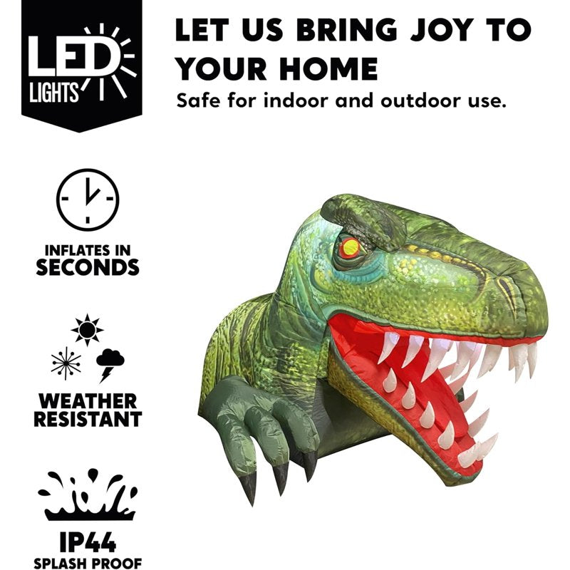 Animated Halloween Inflatable Dinosaur Decoration - 3.6 ft Yard & Car Trunk Decor with LED Lights