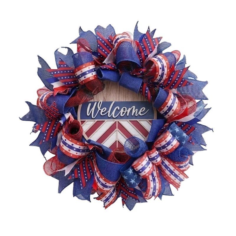 Patriotic Wreath with Red White Blue Hydrangeas - 250th Anniversary Decoration Z0E