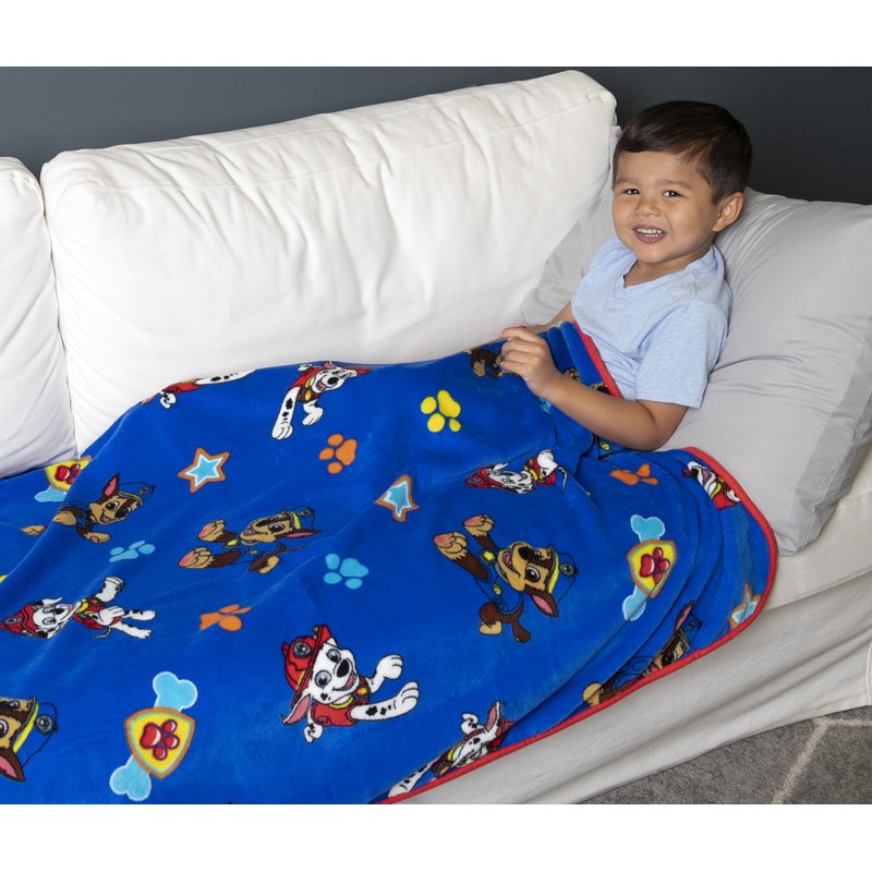 Paw Patrol Plush Toddler Blanket - Blue 40x50 Inches, Boy or Girl Variation of Paw Patrol Single