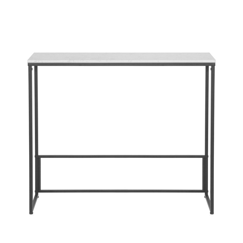 Sleek Console Table with Marble Top - Compact Entryway Design