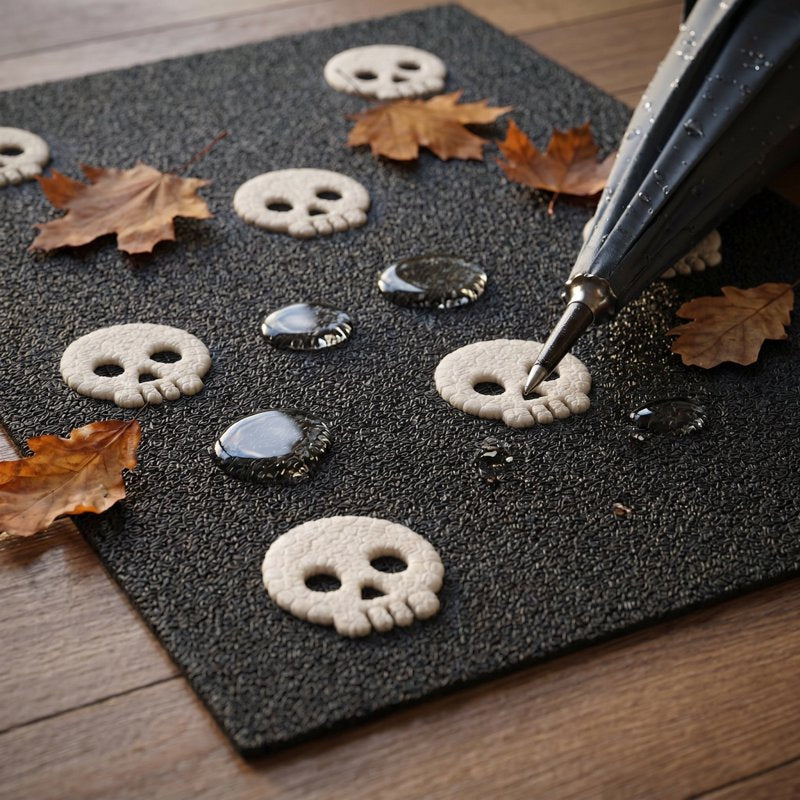 OutmaxHome Halloween Skeleton Doormat M - 15.8x23.6 Inch Non-Slip Absorbent Entry Mat