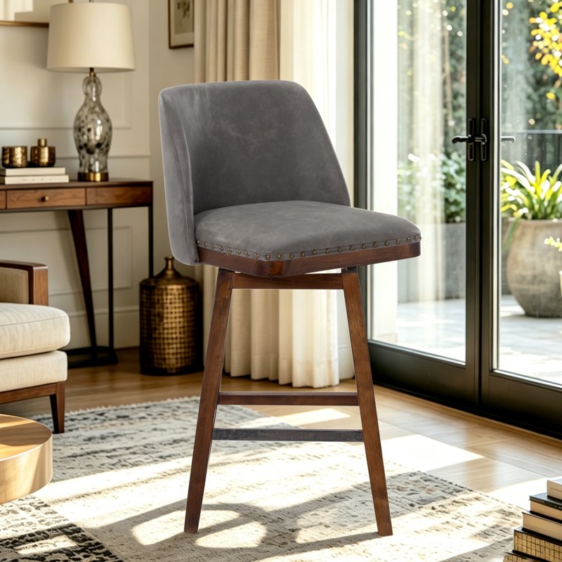 18.9" Swivel Barstool - Modern Counter Height Stool, Gray