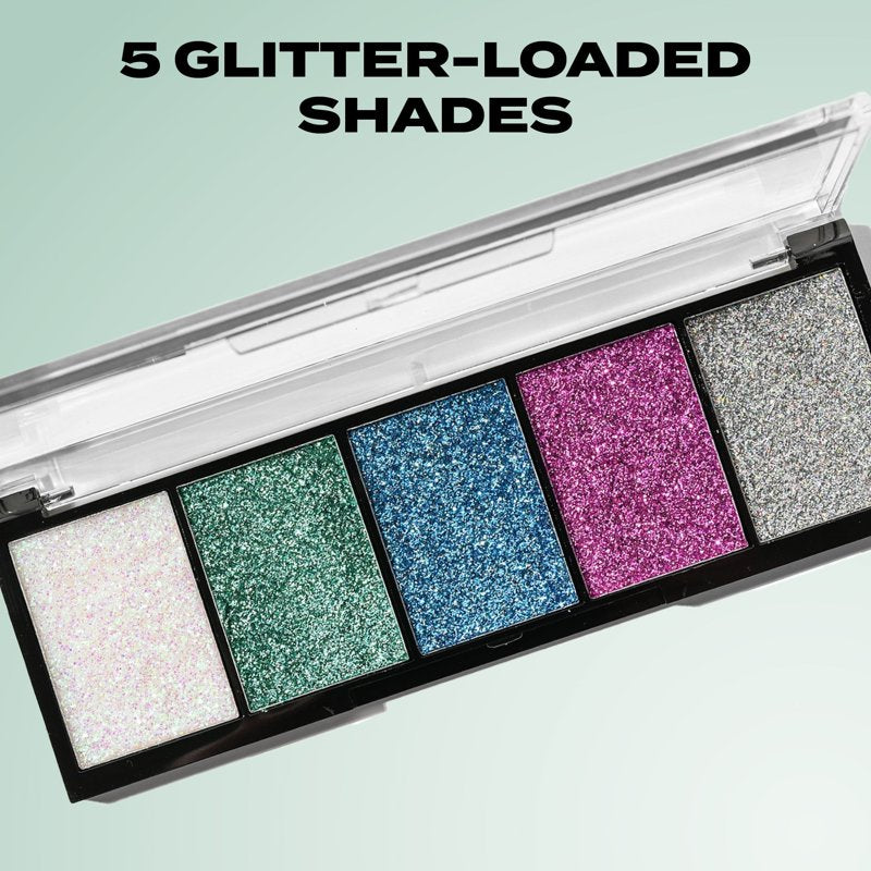 Glitter Eyeshadow Palette, 5-Shade Long-Lasting Shimmer Makeup Set