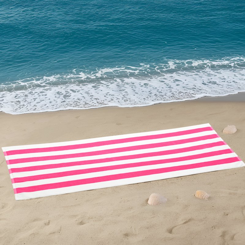 Pink Mainstays Cabana Stripe Beach Towels 4 Pack - 58 x 28 Inches