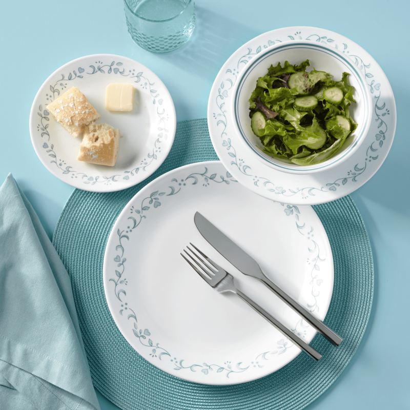 12-Piece Glass Dinnerware Set - Country Cottage Design