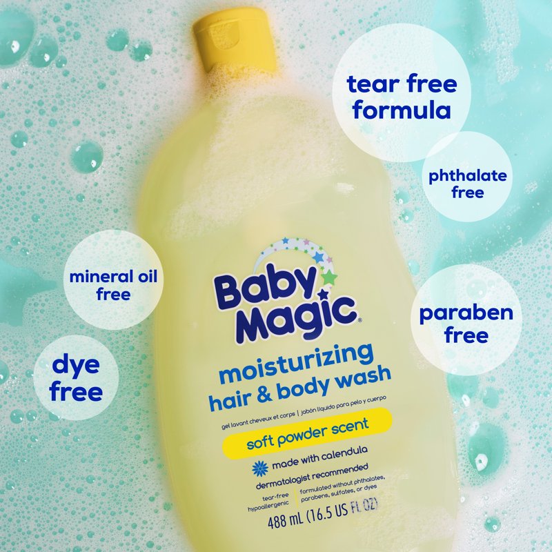 Gentle Tear-Free Baby Hair & Body Wash - 2 Pack, Soft Powder Scent, 16.5 oz