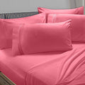 Twin Coral Pink Bed Sheet Set with Extra Pillowcases - Wrinkle & Stain Resistant Microfiber