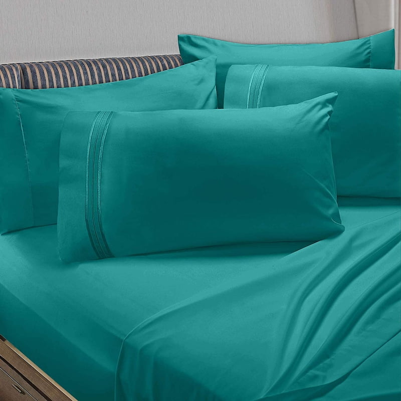Twin Bed Sheet Set with Extra Pillowcases - 1800 Collection Teal