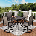 5-Piece Patio Dining Set with Swivel Chairs and Square Table