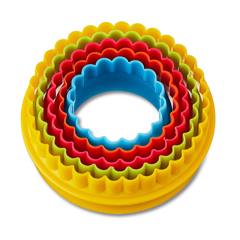 Double-Sided Round Plastic Cookie Cutter Set - 5 Pieces