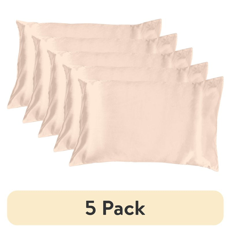 (5 Pack) Satin Pillowcase for Hair & Skin - Frizz-Free Standard Size - Beauty Sleep Set