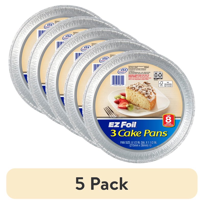 8-Inch EZ Foil Disposable Round Cake Pans - 3 Count Pack