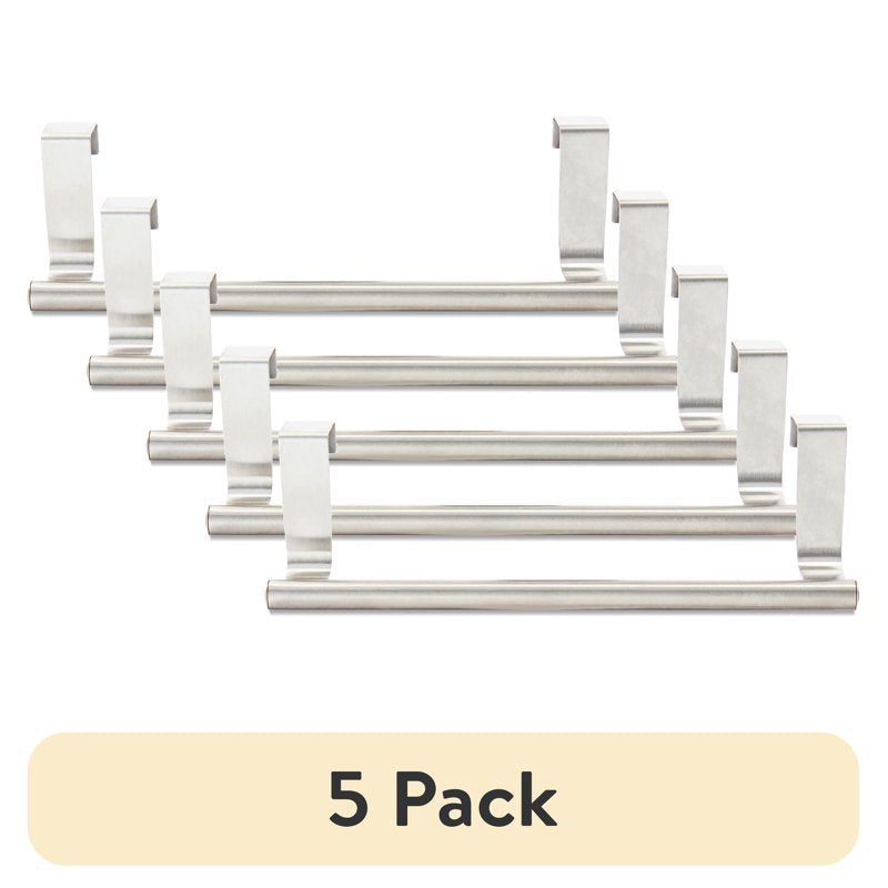 (5 Pack) Stainless Steel Over-the-Cabinet Towel Holder - 9 Inch, No-Drill Wall Mount