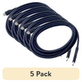 10ft USB-C to USB-C Braided Charging Cable - 5 Pack, Fast Charging, Black