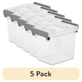 (2.5 Qt) 5 Pack Storage Bins with Latches - Clear Plastic Organizers for Home & Office