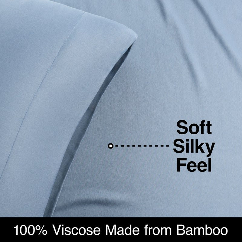 Allswell Silky Blue Illusion Rayon Bamboo Full Bed Sheet Set - 4 Pieces